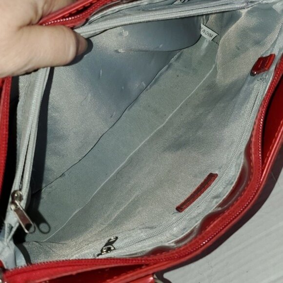 Beijo Head Over Heels Red Patent Leather Bag Tote Shoulder Handbag Purse Women's - Picture 14 of 16